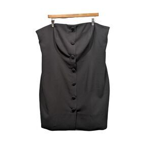 Eloquii Black Strapless Faux Button Front Tunic Top, 18